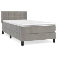 Boxspring met matras fluweel lichtgrijs 90x190 cm - thumbnail