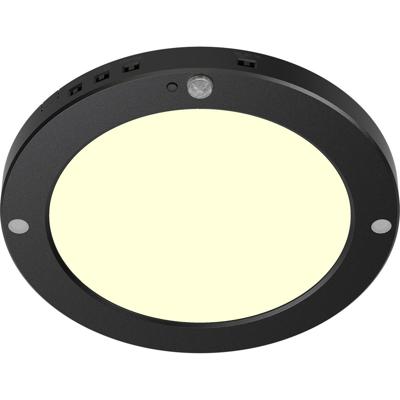 LED Plafondlamp met Bewegingssensor + Dag en Nacht Sensor - Brinton Noctis - 20W 1800lm - Warm Wit 3000K - Opbouw/Inbouw - Zwart Rond