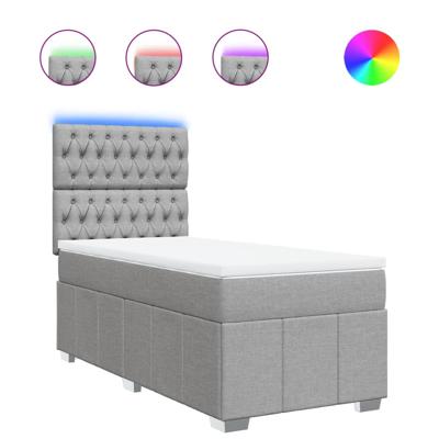 Boxspring met matras stof lichtgrijs 90x190 cm - thumbnail