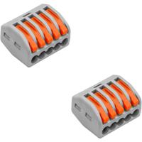 Lasklem Set 2 Stuks - 5 Polig met Klemmetjes - Grijs/Oranje - thumbnail