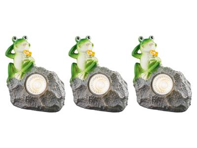 LIVARNO HOME LED-solarlampen (3 stuks grijs met kikker)
