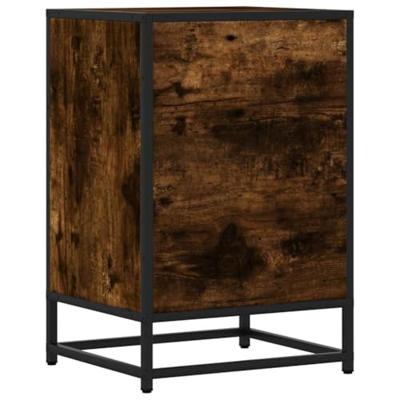 Nachtkastje 40x34,5x60 cm bewerkt hout en metaal gerookt eiken