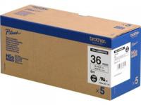 Brother HGe-261V5 Labeltape Set van 5 stuks Tapekleur: Wit Tekstkleur: Zwart 36 mm 8 m - thumbnail
