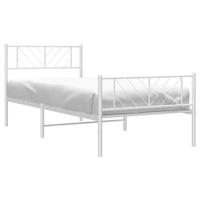 Bedframe met hoofd- en voeteneinde metaal wit 107x203 cm - thumbnail