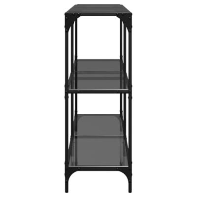Wandtafel met zwart glazen blad 118,5x30x81 cm staal