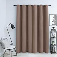 VidaXL Gordijn verduisterend met metalen ringen 290x245 cm taupe - thumbnail