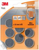3M viltglijders, Ultra Resistant, diameter van 22 mm, blister van 8 stuks - thumbnail