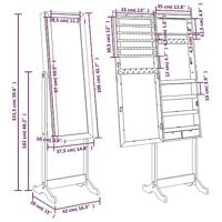 Sieradenkast met spiegel met LED-verlichting vrijstaand wit - thumbnail