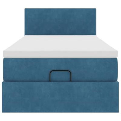 Ottoman bed met matras en LED's 90x200cm fluweel donkerblauw