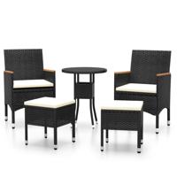 5-delige Loungeset poly rattan zwart - thumbnail