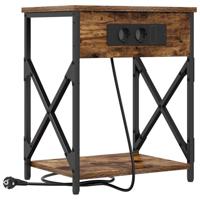 Nachtkastje met lade Gerookt eiken 41 x 31 x 51 cm Bewerkt hout - thumbnail