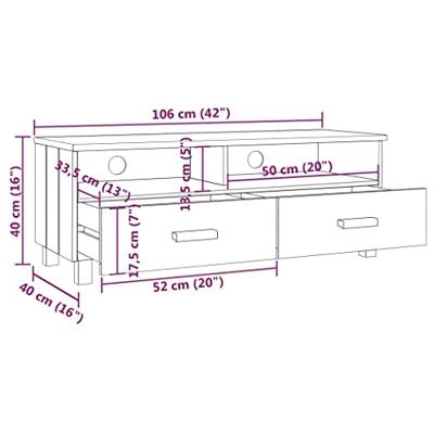 Tv-meubel HAMAR 106x40x40 cm massief grenenhout lichtgrijs