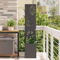 VidaXL Tuin privacy screen bloemen zwart 32 x 140 cm koudgewalst staal - thumbnail