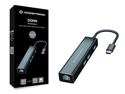 Conceptronic DONN07B interface hub USB 3.2 Gen 1 (3.1 Gen 1) Type-C 5000 Mbit/s Zwart