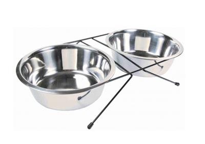 Voerbak voor honden Trixie Roestvrij staal Dubbel 2,8 L 2 × 2,8 L