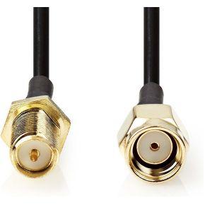 Nedis Antennekabel | RP-SMA Male | RP-SMA Female | Verguld | 50 Ohm | Enkelvoudig Afgeschermd | 2.00 m | Rond | PVC | Zwart | Label - CSGL02210BK20