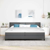 Donkergrijs Boxspringbed met Matras, 200 x 200 cm, Stof - thumbnail