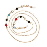 LGT JWLS goudkleurige Zonnebrilkoord voor Dames - Kleurrijke Stenen - thumbnail