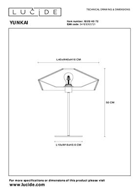 Lucide YUNKAI - Tafellamp - Ø 40 cm - 1xE27 - Naturel