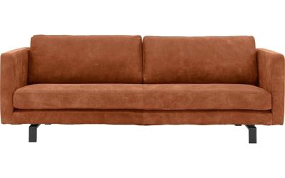 Goossens Excellent Bank Nuance cognac, leer, 3,5-zits, urban industrieel