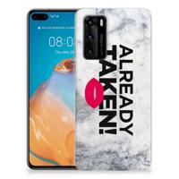 Huawei P40 Siliconen hoesje met naam Already Taken White - thumbnail