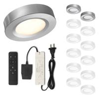 Set LED-opbouwspot met afstandsbediening Adria zilver 3W dimbaar IP44 1-12 stuks - thumbnail