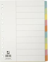 Q-CONNECT tabbladen, A4, karton, 11-gaatsperforatie, 10 tabs, geassorteerde kleuren - thumbnail