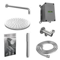 Chrome Edition thermostatische inbouw regendouche 3-weg omstelling set 28, met 30 cm douchekop en gebogen muurarm, staaf handdouche, doucheslang en wandaansluitbocht chroom - thumbnail
