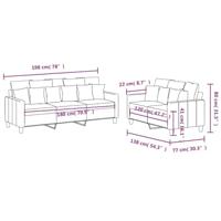 2-delige loungeset met kussens stof zwart - thumbnail