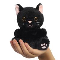Palm Pals Zwarte kat knuffeltje - 13 cm - thumbnail