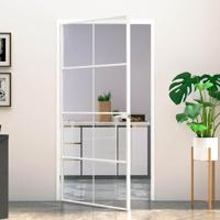 Binnendeur 102x201,5 cm gehard glas en aluminium smal wit - thumbnail