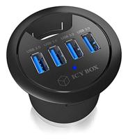 ICY BOX IB-HUB1403 USB 3.0 (3.1 Gen 1) Type-A 5000Mbit/s Zwart hub & concentrator - thumbnail