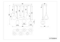 Trio 6-lichts hanglampLumina met amber glas - 317000613 - thumbnail