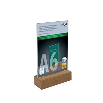 Sigel TA252 Tafelstatief Voor papierformaat: DIN A6 Glas (helder), Hout 1 stuk(s)
