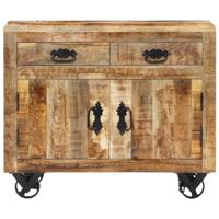 Dressoir 80x30x65 cm massief ruw mangohout - thumbnail