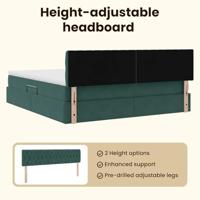 Opbergbed met LED met matras Donkergroen 160 x 200 cm Fluweel - thumbnail