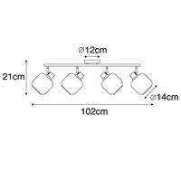 QAZQA Plafondspot zwart met goud met smoke glas 4-lichts - Zuzanna - thumbnail