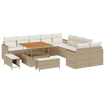 Tuinbankenset 13 pcs Beige poly rattan