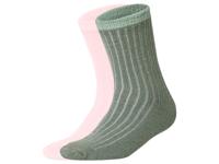 esmara 2 Paar dames huissokken (Groen/roze, 35-38) - thumbnail