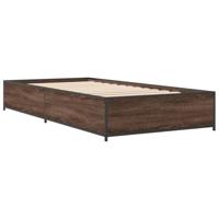 Bedframe bewerkt hout en metaal bruin eikenkleurig 75x190 cm - thumbnail