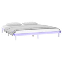 Bedframe LED massief hout wit 135x190 cm - thumbnail