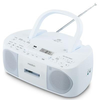 MEDION E65010 Stereo radio (CD-speler, cassette, USB-aansluiting, AUX audio-ingang, MP3-weergave. FM PLL radio, geheugen voor 40 zenders, batterijvoeding, afstandsbediening) blauw