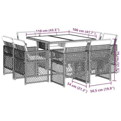 9-delige Tuinset poly rattan zwart