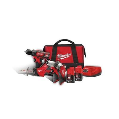 Milwaukee M12 BPP4A-202B Powerpack accu combiset 12V 2.0Ah Li-Ion M12™ in tas - 4933441240