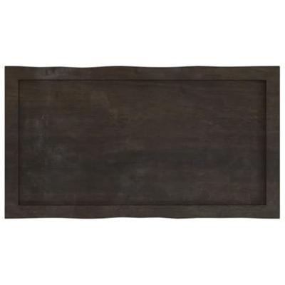 Tafelblad natuurlijke rand 80x40x(2-4) cm eikenhout donkerbruin