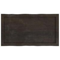 Tafelblad natuurlijke rand 80x40x(2-4) cm eikenhout donkerbruin - thumbnail