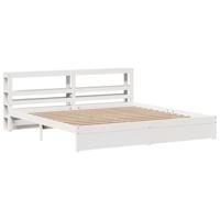 Bedframe met hoofdeinde zonder matras 200x200 cm wit - thumbnail
