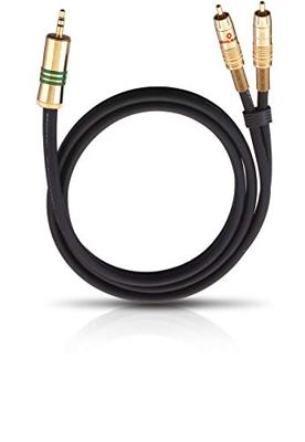 Oehlbach 2056 Cinch / Jackplug Audio Aansluitkabel [2x Cinch-stekker - 1x Jackplug male 3,5 mm] 1.00 m Zwart Vergulde steekcontacten