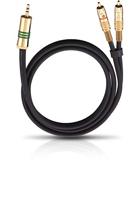 Oehlbach 2056 Cinch / Jackplug Audio Aansluitkabel [2x Cinch-stekker - 1x Jackplug male 3,5 mm] 1.00 m Zwart Vergulde steekcontacten - thumbnail