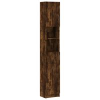 Badkamerkast 32x25,5x190 cm bewerkt hout gerookt eikenkleurig - thumbnail